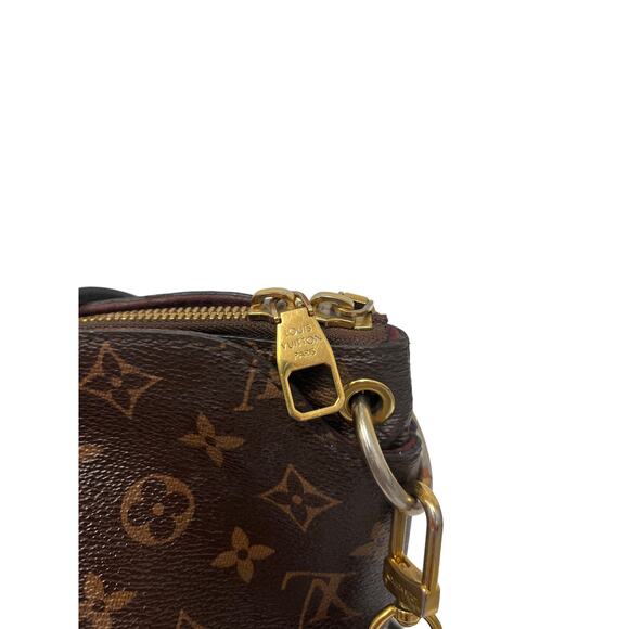 LOUIS VUITTON Brown Leather Canvas Monogram Lock Shoulder Flower Tote Bag - Picture 14 of 16